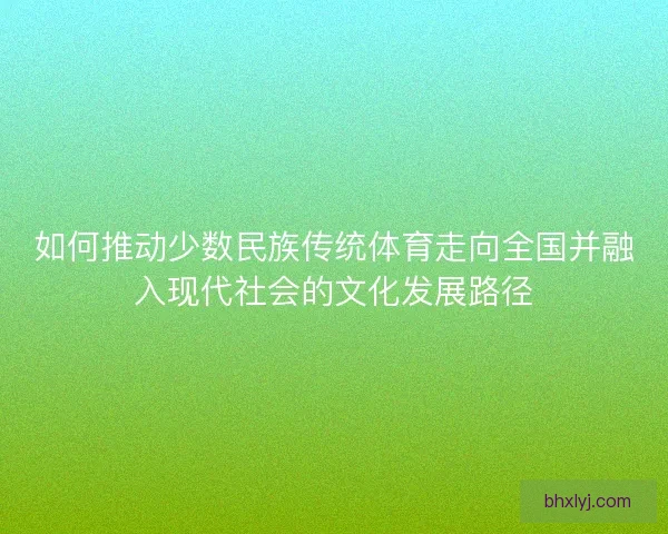 如何推动少数民族传统体育走向全国并融入现代社会的文化发展路径